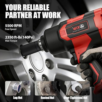 1 Inch Air Impact Wrench, 2,350ft-lbs Torque, 5,500RPM 1 Inch Impact Gun | 8.5 lbs Lightweight Twin Hammer Pneumatic Impact Wrench for Automobile Repair - size: 1 Inch | 2350 ft-lbs