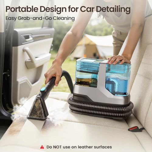 Portable Steam Carpet Cleaner Machine, 203°F High Temp & 18,000Pa Suction, 4 Cleaning Modes, Deep Stain & Odor Removal, Dual Tank Spot Cleaner for Pet Messes, Upholstery, Stairs & Car Detailing