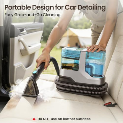 Portable Steam Carpet Cleaner Machine, 203°F High Temp & 18,000Pa Suction, 4 Cleaning Modes, Deep Stain & Odor Removal, Dual Tank Spot Cleaner for Pet Messes, Upholstery, Stairs & Car Detailing