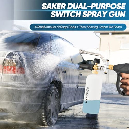 Saker Foam Cannon Dual Connector Accessory, Dual-Purpose Switch Spray Gun,Foam Cannon for Pressure Washer for Car Washing and Cleaning - size: Foam Cannon Dual Connector Accessory