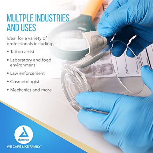 Dynarex Safe-Touch Disposable Nitrile Exam Gloves, Powder-Free, Latex-Free, Touchscreen Friendly, Blue, Small, 1 Box of 100 Disposable Nitrile Gloves - size: Small
