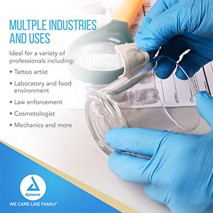 Dynarex Safe-Touch Disposable Nitrile Exam Gloves, Powder-Free, Latex-Free, Touchscreen Friendly, Blue, Small, 1 Box of 100 Disposable Nitrile Gloves - size: Small