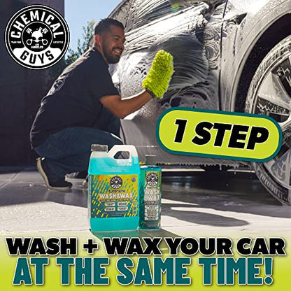 Chemical Guys Sudpreme Wash & Wax 128 oz High Suds Foaming Car Wash Soap with Carnauba Wax Shine, Deep Gloss Finish & Surface Protection Safe for Paint, Chrome & Plastic