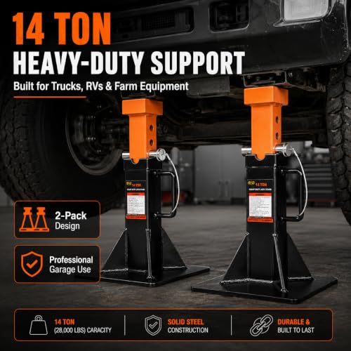 BESTOOL Heavy Duty Jack Stand，Car Jack Stand with Security Locking Pins-14 ton(28000Ibs) Capacity, 2 Pack - color: 14 Ton Jack Stand