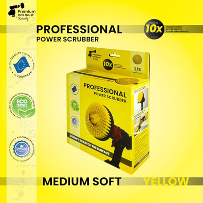 Premium Drill Brush Professional– 2in1 for Drill & Angle Grinder Medium-Soft 6 in Yellow | Scratch-Free Cleaning Brush for Tile, Grout, Bathtub, Shower, Fibreglass and Ceramic Surfaces - color: Yellow