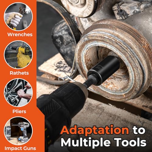 Locking Lug Nut Removal Tool, 6 Pieces Lug Nut Extractor Set 1/2 Inch Drive | Lug Nut Removal Tool for Damaged, Frozen, Studs, Rusted Bolts and Nuts