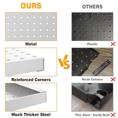 Pegboard Smith Metal Pegboard Panels 12" x 24", 4 Pack Grey Wall Mounted Tool Organizer Boards, Heavy Duty Tool Storage Peg Board for Garage, Workbench, Office, Fits 1/4" Peg Hooks - style: 4 Pack Grey Panels