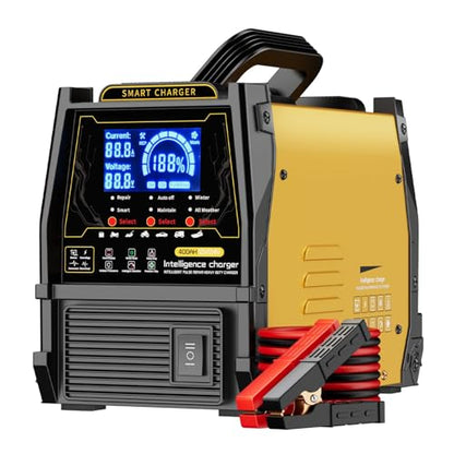 12V 24V Car Battery Charger Heavy Duty, 0-15A Automatic Battery Maintainer, 2026 Upgraded, Fast & Trickle Charge, Pulse Repair, for AGM Lead-Acid Deep Cycle, Car Truck Motorcycle RV Boat Lawn Mower