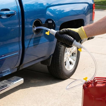 DECHOUS Manual Fuel Transfer Siphon Hose Pump with Flexible Suction Tubes Portable Hand Siphon Oil and Water Extraction Pump for Car Emergency Drainage Aquarium Pool