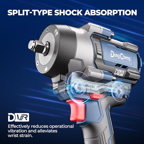 Dong Cheng 20V Brushless 1/2" Impact Wrench, Max Torque 1254 Ft-lbs (1700Nm), Cordless Impact Gun with 3-Mode Speed, LED, Includes 2×5.0Ah Batteries, Charger, Sockets & Case - style: 2x5.0Ah Batteries