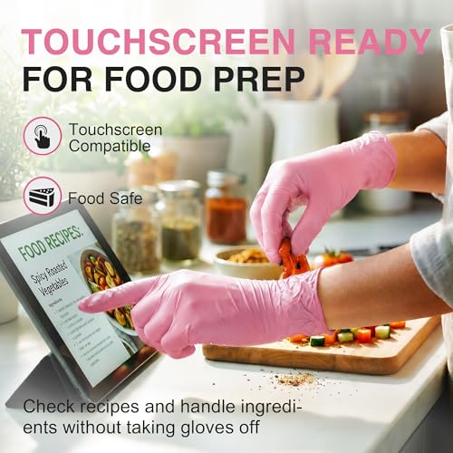 Schneider Medical Nitrile Exam Gloves, Powder & Latex Free, Pink | Disposable for Medical Exams, Cooking, Food Prep, Cleaning, Home, Household Use, 4Mil - size: Large