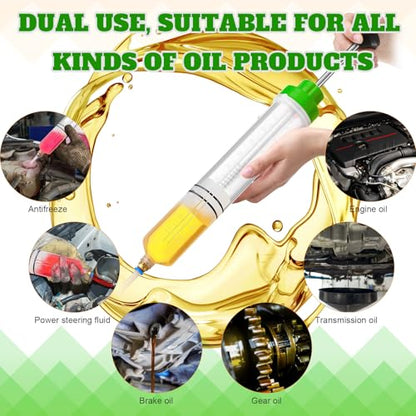 Lothee 2 Pack 500cc Automotive Fluid Extractor Pump Oil Extractor Hand Syringe Pump with Hose Manual Suction Vacuum Fuel Car Transfer for Power Steering, Hydraulic Fluid (Green) - color: Green
