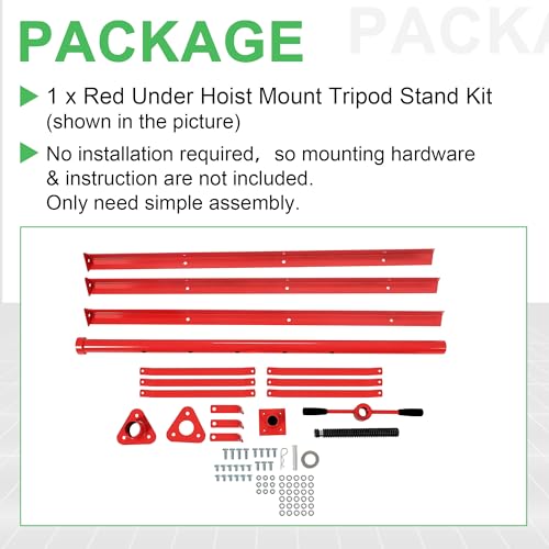 ECOTRIC 47-3/8"-84-1/2" Under Hoist Tripod Stand 2 Ton Heavy Duty High Lift | Jack Stand Reach Capacity of up to 4000lbs for Garage Repair, Shops, DIY Powder Coated Red, Underhoist Support Stand