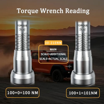 TYD 1/2 Inch Drive Click Torque Wrench Set, 30–210 Nm ±4% Precision | 72-Tooth Dual-Direction Ratchet, Includes 5 Sockets & 5" Extension Bar, Wheel Lug Torque Kit for Car SUV Pickup Truck Repair - style: TGZ-210 30-210N.m 1/2"