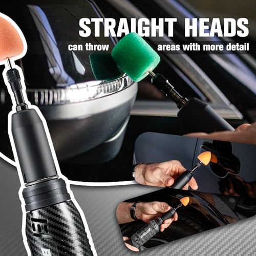BATOCA S6 Mini Cordless Polisher for Car Detailing, 2x2.0Ah Batteries, 0mm Rotary Buffer & 12mm Dual Action Polisher 1-3 Inch, 2 Different Speeds Heads Systems, 4.2k-21k, 1-5k RPM Carbon Style - size: Carbon Style with 2 batteries