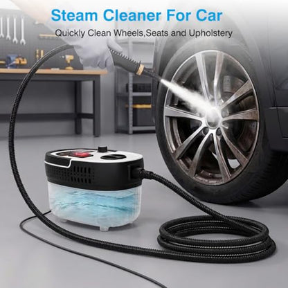 Steam Cleaner with 15-in-1 Kit, 2500W Steamer for Home & Car Detailing | 14.8ft Extended Reach, 15s Fast Heat-Up, 6-Level Adjustable, ANSI Z87.1 Safety Goggles, 45 Mins Steam, For Tile and Grout - color: White