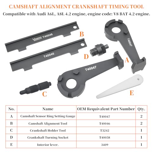 7Pcs Camshaft Alignment Crankshaft Timing Tool Kit | Compatible with Audi VW 4.2 V8 BAT Engine, Replaces T40046 T40047 T3242 T40058 - size: for VW 4.2 BAT Engine