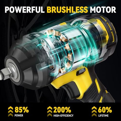 Cordless Impact Wrench 1/2 inch Impact Gun with Charger & 5 Sockets, Brushless Motor, 1000Ft-lbs, 21V, 4.0Ah Battery, Variable Speeds for Car/Pickup Truck/Mower/Industrial Tasks - style: 1000 Ft-lbs /1 xBattery