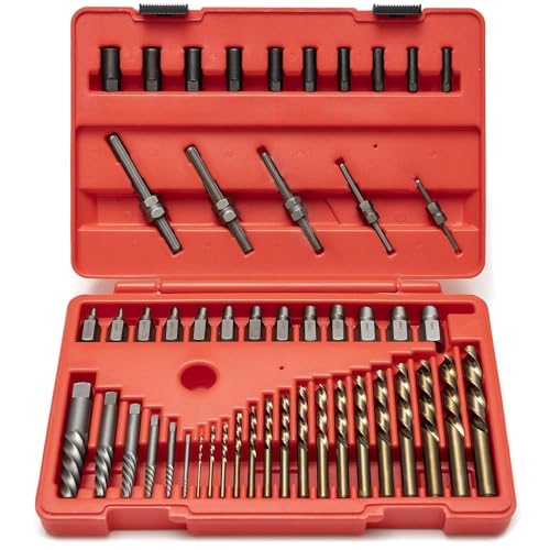 NEIKO 04202A Master Screw Extractor | 55 Pieces Broken Bolt Remover | Multi Spline, Extractor Pins, Spiral and Nut Extractors | 5/64” to 1/2" | Stripped Screws, Studs, Fittings and Lugs Extraction - size: 55 Piece, style: Extractor Set