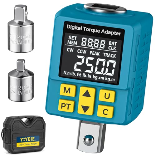 Upgrade Digital Torque Adapter, (±1% Accuracy, 12.5-250Ft-lb), 1/2" Digital Torque Wrench Adapter for Car, Versatile Meter - Smart Alert | Peak/Track | Preset | Store/Delete, for Automotive(340N.m) - size: 12.5-250 Ft-lb/17-340 Nm