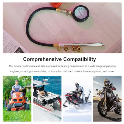 4PCS W80577 Compression Tester Spark Plug Adapters, 10/12/16/18mm Cylinder Compression Test Tool Spark Plug Adapter, Engine Diagnostic Tool Thread Adapters with O-Ring