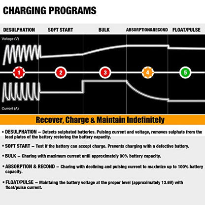 MOTOPOWER MP00205B 12V 1000mA Automatic Battery Charger, Battery Maintainer, Trickle Charger, and Battery Desulfator with Timer Protection - Grey - color: a) - Grey