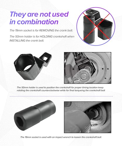 Crank Pulley Removal Tool,Car Accessories Deep Counter-Weighted Socket Tools,9mm Harmonic Balancer Socket,50mm Crankshaft Pulley Holder,Used for Cranks Bolt Removal and Installation