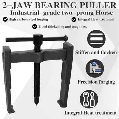 2 Jaw Gear Puller Set, Adjustable Steel Removal Tool 2 Claws Puller Kit for Pulleys Flywheels Bearings Gears (3'' 4'' 6'' 8'')
