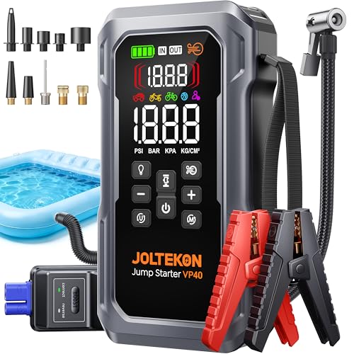 6000A 160PSI 9-in-1 Car Battery Jump Starter with Air Compressor & Air Blower (All Gas 12L Diesel), Battery Jumper Starter Portable Jump Box for Car Battery with 800LM Light/18W Fast Charge
