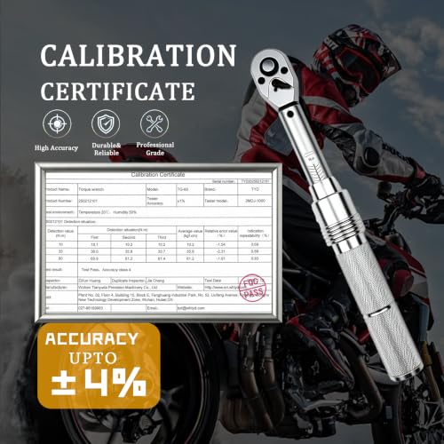 TYD 1/2 Inch Drive Preset Click Torque Wrench 5–60 Nm ±4% High Accuracy | Adjustable Torque Wrench 72-Tooth Ratchet Storage Case for Motorcycle Full Maintenance, Car Spark Plug, Brake Caliper, DIY - style: TG-60(5-60NM)