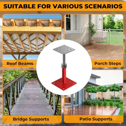 4PCS House Floor Jacks for Leveling & Lifting, 5" - 8" Height Adjust Range, Adjustable Crawl Space Jacks, Telescoping Screw Jacks for Temporary Support - 11000 lbs Max Load Capacity, Red - size: 5-8in Red