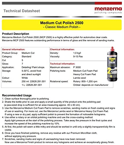 MENZERNA Polish Kit – Black Gloss & Protect & MC 2500 I Car Polish & Paint Correction Set with Premium 3.5'' Polishing Pads I Removes Scratches, Swirls & Restores Deep Gloss