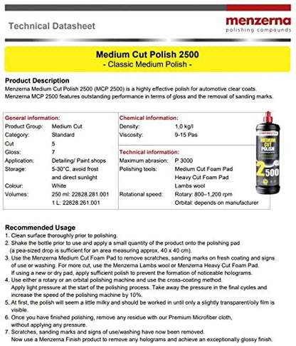 MENZERNA Polish Kit – Black Gloss & Protect & MC 2500 I Car Polish & Paint Correction Set with Premium 3.5'' Polishing Pads I Removes Scratches, Swirls & Restores Deep Gloss