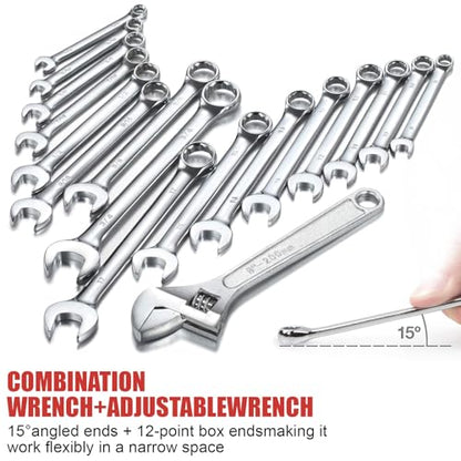 438-Piece Mechanics Tool Set with 3-Drawer Heavy Duty Metal Box Repair Tool Kit -02