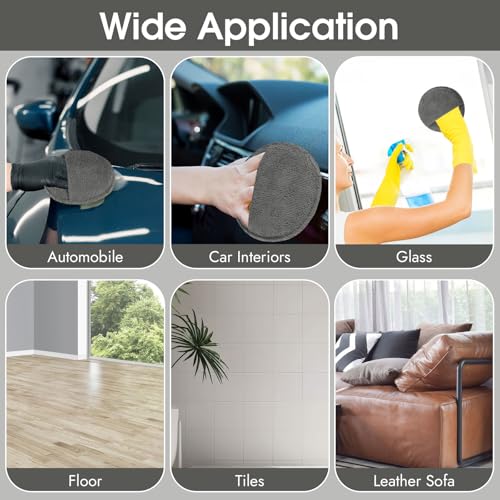 10 Pack Wax Applicator Pads Microfiber with Finger Pocket for Car Wax | 10-pack microfiber foam pads with finger pocket, Scratch-free waxing for cars & household, Machine washable & reusable - color: Gray