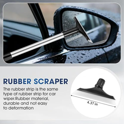 Gray Windshield Cleaner Tool, Car Interior Cleaning Kit with Extendable Handle and 3 Reusable Microfiber Pads, Auto Glass Wiper and Detailing Brush Kit for Car & Home Window - color: Gray