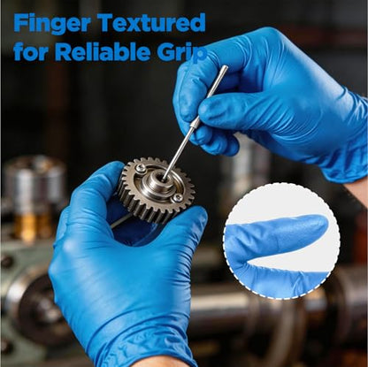 5-Mil Food Grade Disposable Nitrile Gloves Large, 100Pcs + 5 Bonus Travel Packs Blue Cooking Gloves, Latex & Powder Free, Touchscreen, Textured Grip for Cleaning, BBQ, Grill, Tattoo, Barber - color: Blue(110 Pcs), size: Large