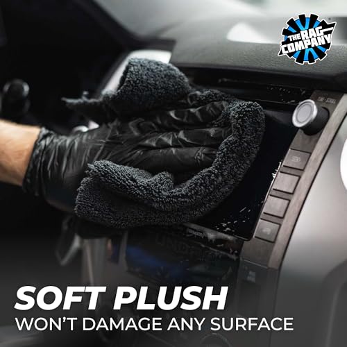 The Rag Company - Creature Edgeless Auto Detailing Towels (10-Pack) Professional 70/30 Blend, Dual-Pile Plush Microfiber, Buffing & Polishing, 420gsm, 16in x 16in, Black - color: Black
