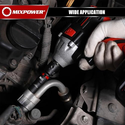 MIXPOWER 12 Pieces 3/8'' Drive Semi-Deep Impact Socket Set,12 Point,SAE,5/16"-1",CR-MO,Axle Nut Impact Grade Socket for Easy Removal - size: 5/16"-1"