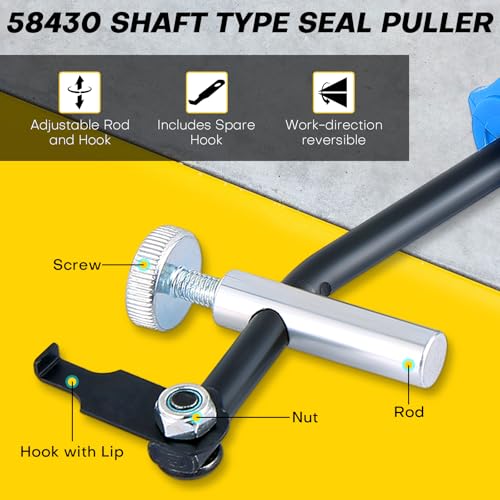 58430 Shaft Type Seal Puller | Seal Puller, Camshaft & Crankshaft Oil Seal Removal Tool, Seal Puller Tool for Automotive and Motorcycle Engine Repair