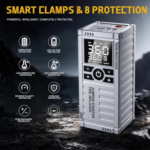 3000A Car Battery Jump Starter with Air Compressor - 150PSI Portable Car Jump Starters (Gas4.5L/3.5L Diesel) with Tire Inflator, 12V Car Battery Jump Box with Jumper Cables, LCD Display - style: 750A