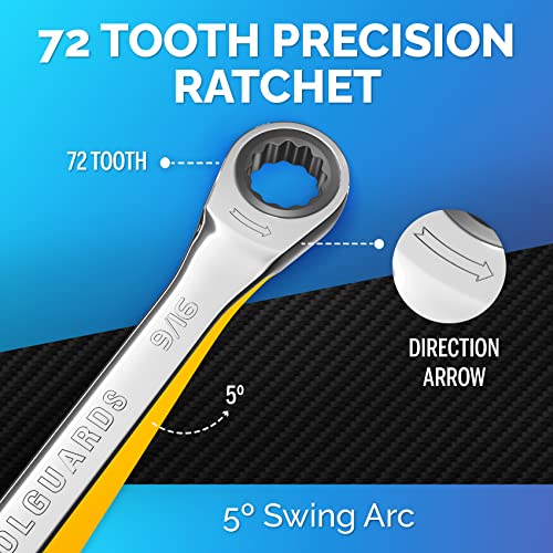 Ratcheting Wrench - Slim Profile - Ratchet Wrench, 9/16" Wrench - size: 9/16"