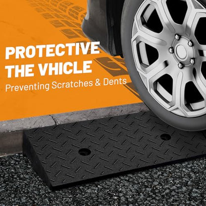 2 Pack 4'' Rise Rubber Curb Ramp Heavy Duty Loading Rubber Curb Ramps，Suitable for Cars, Bicycles, Motorcycles, Lawn Mowers, Mobile Pets (38.6 x 11.8 x 4 Inch) - size: 4" Rise