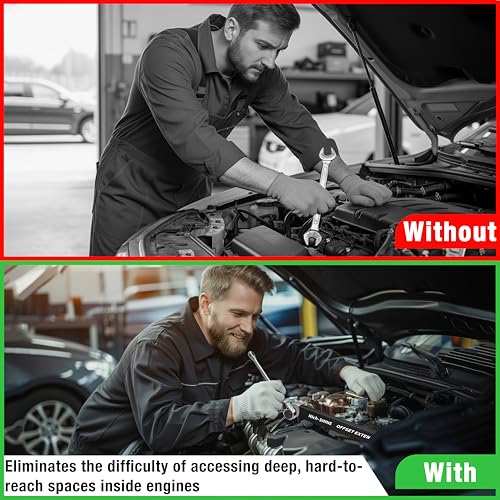 Premium 15 Inch Extension Wrench Offset Heavy Duty Offset Extension Impact Adapter Cheater & Torque Multiplier for Breaker Set Zero Degree Ratchet Tite Reach Mechanic Tools Gifts for Father