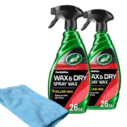 Turtle Wax 50834 1-Step Wax and Dry, Quick and Easiest Step to High Shine, for Cars, Trucks, Motorcycles and RVs, 26 oz. Double Pack with Microfiber Towel - size: 26 Fl Oz (Pack of 2)