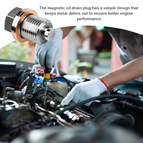 Wevdn Magnetic Oil Drain Plug, Aluminum M16×1.5 Sump Drain Nut Bolt with 5 PCS Copper Crush Washer, Universal Oil Drain Plug Replacement for Most Cars Motorcycles, Car Accessories - color: M16×1.5