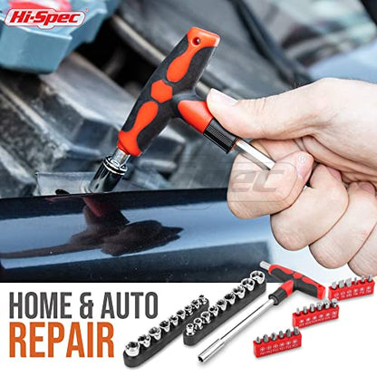 Hi-Spec 73pc Home and Garage Tool Kit Set. Essential Household and Auto Repair Tools. Includes Pliers, Sockets, Wrenches and a Hex Key Set in a Toolbox Carry Case - size: SAE and Metric_73 PCS