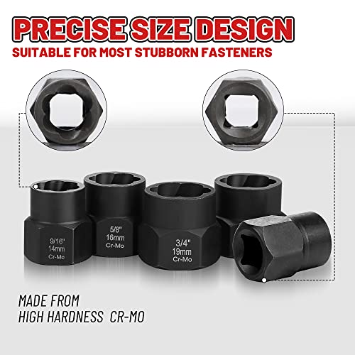 20-Pcs Bolt Nuts Extractor Set 3/8'' Drive Easy Out | Bolt Extractor Set Rounded Bolt Remover Heavy Duty Broken Bolt Extractor Kit for Damaged, Frozen Bolts, Lug Nut, Nuts, Screws - size: 20Pcs