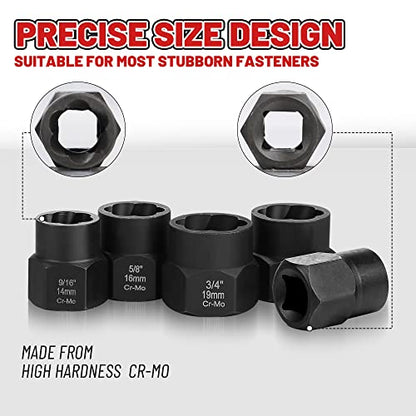 20-Pcs Bolt Nuts Extractor Set 3/8'' Drive Easy Out | Bolt Extractor Set Rounded Bolt Remover Heavy Duty Broken Bolt Extractor Kit for Damaged, Frozen Bolts, Lug Nut, Nuts, Screws - size: 20Pcs