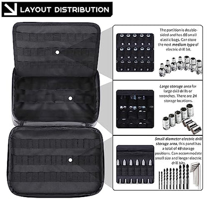 138 Hole Portable Socket Organizer, Drill Bit Organizer Drill Bit Holder Bit Pouch 1/4-Inch, 3/8-Inch, 1/2-Inch,Screwdriver Bit Organizer Drive Bit Adapter Storage Drill Bit Case Only